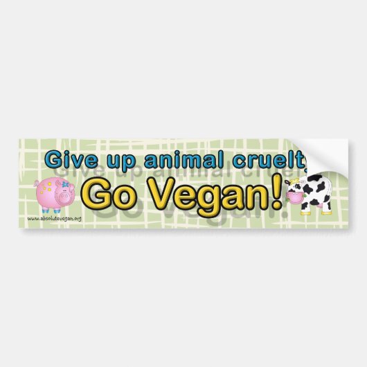 "Geef dierlijke wreedheid op Go vegan" met koe en Bumpersticker (Voorkant)