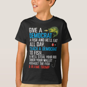 Geef een Democraat Fish Funny Gevist Republikeinse T-shirt