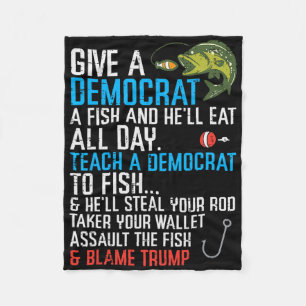Geef Een Democraat Vis Grappige Vissende Republike Fleece Deken