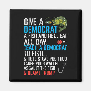 Geef een Democraat Vis Grappige Vissende Republike Magneet