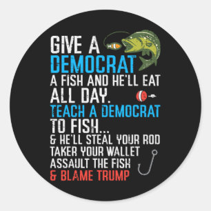 Geef Een Democraat Vis Grappige Vissende Republike Ronde Sticker