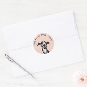 Geef een Galgo een gelukkig thuis, roze, grijs, zw Ronde Sticker