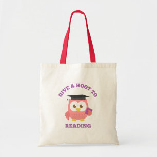 Geef een Hoot om te lezen met Schattigee Uil Tote Bag