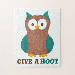 Geef een hoot Wise Brown Bard Cartoon Bird Legpuzzel