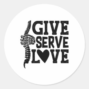 Geef een serve Love Chiropractic Spine Chiropracto Ronde Sticker