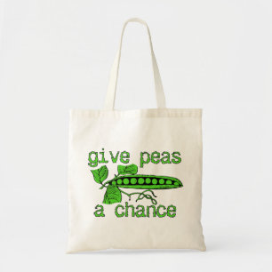 Geef Erwten Een Kans Grappige Vredestas Funtasie H Tote Bag
