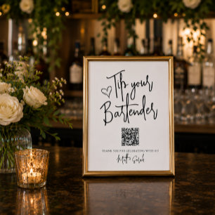 Geef Fooi aan Je Barman Met QR Code Bord Poster