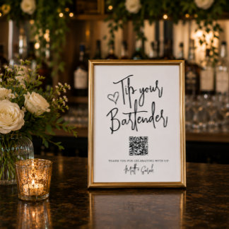 Geef Fooi aan Je Barman Met QR Code Bord Poster