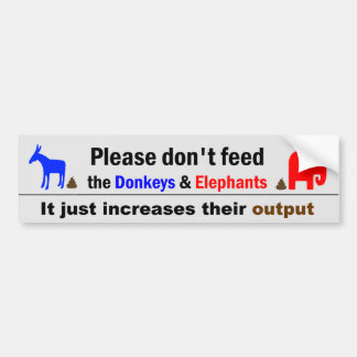 Geef geen voer aan de Donkeys en olifanten Bumpersticker