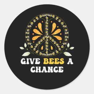 Geef geweld een kans Geef bijen een kans Vrede Zi Ronde Sticker