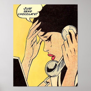 Geef gewoon chocolade Vintage stripkunst Poster