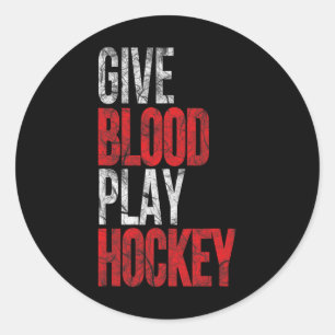 Geef Hart En Speel IJshockey - Speler Geïnspireerd Ronde Sticker