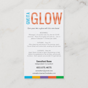 GEEF HET EEN GLOW - Mini Facial Instruction Card Visitekaartje
