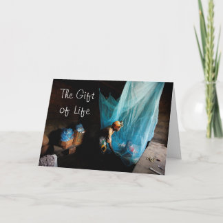 Geef het geschenk van het leven, geef een bed ... feestdagen kaart