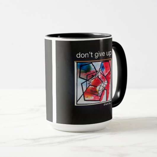 "geef het niet op" Mok van Beverage (Voorkant rechts)