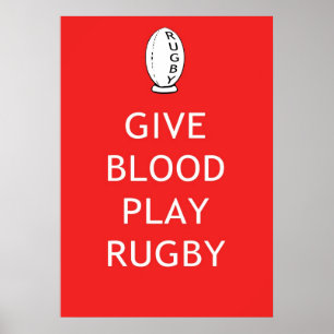 Geef het spel Rugby van het Bloed Poster