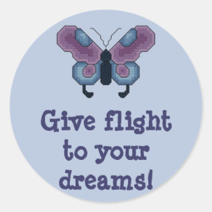Geef je dromen een vlucht! Butterfly Stitcker Ronde Sticker