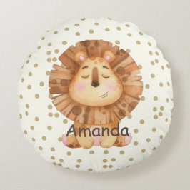 Geef je schattige leeuwenpokstippen aan kinder kle rond kussen