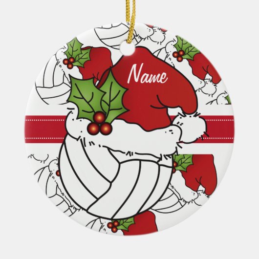 Geef kerstvolleybal aan keramisch ornament (Voorkant)