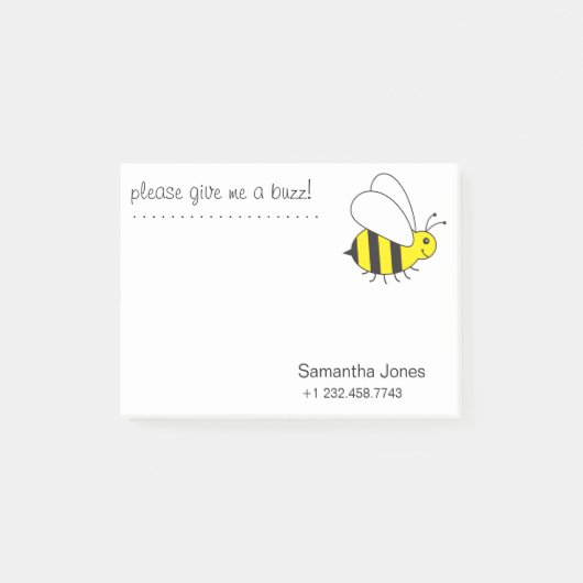 Geef me alsjeblieft een Buzz. Cute Bumble Bee Post-it® Notes (Voorkant)