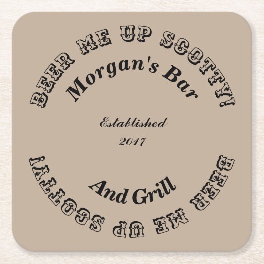 Geef me bier, Scotty! Vierkante Noveltie Onderzett Vierkante Kartonnen Onderzetter (Voorkant)