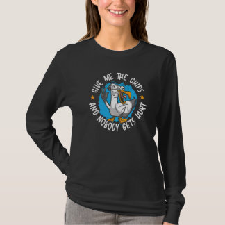 Geef Me De Chips En Niemand Raakt Gewond Zeemeeuw T-shirt