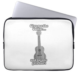 Geef me de gitaar en niemand raakt gewond. B & W Laptop Sleeve