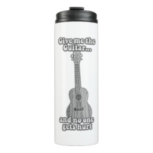 Geef me de gitaar en niemand raakt gewond. B & W Thermosbeker
