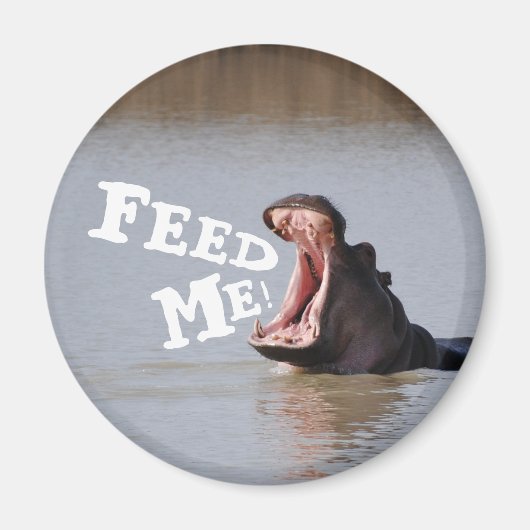 Geef me de voeders! Hippo Funny Fridge Magneet (Voorkant)