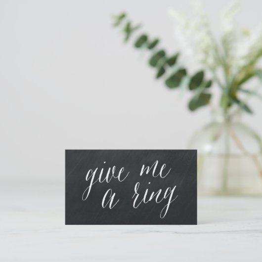 Geef me een Ring Modern Chalkboard Visitekaartjes (Staand voorkant)