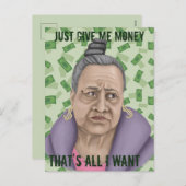 Geef me gewoon geld feestdagenkaart (Voorkant / Achterkant)