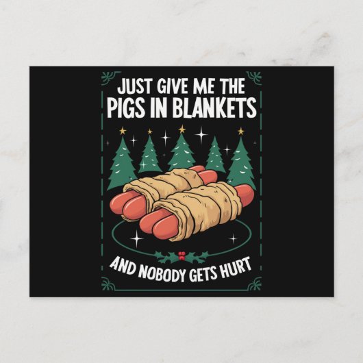 Geef me gewoon varkens in dekens hilarisch kerstfe feestdagenkaart (Voorkant)