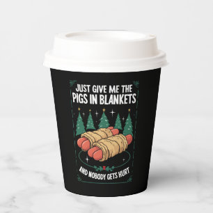 Geef me gewoon varkens in dekens hilarisch kerstfe papieren bekers