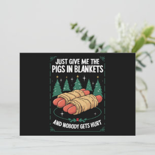 Geef me gewoon varkens in dekens Hilarische kerstf Feestdagenkaart