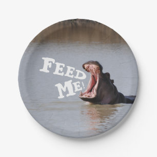 Geef me het voer! Hippo Papieren Bordje