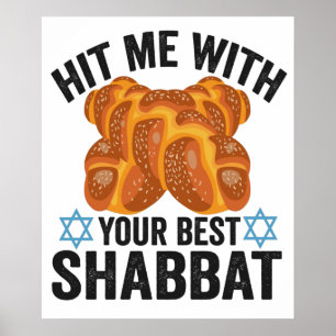 Geef me je beste Shabbat Funyn Hanukkah-eten Poster