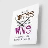 Geef me koffie en wijnklok vierkante klok (Hoek)
