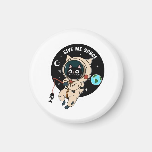 Geef me ruimte Funny Astronaut Cat Magneet (Voorkant)
