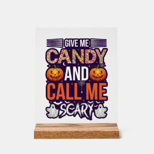 Geef Me Snoep Bel Griezelige Halloween Geest Pompo Acryl Bord