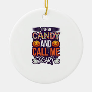 Geef Me Snoep Bel Griezelige Halloween Geest Pompo Keramisch Ornament