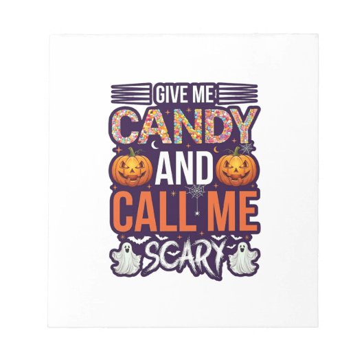 Geef Me Snoep Bel Griezelige Halloween Geest Pompo Notitieblok (Voorkant)