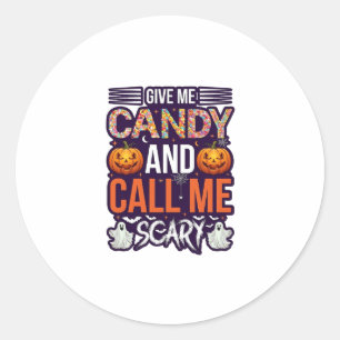 Geef Me Snoep Bel Griezelige Halloween Geest Pompo Ronde Sticker