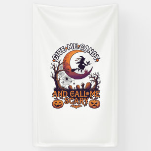 Geef Me Snoep Bel Griezelijke Heks Maan Pompoenen Spandoek