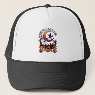 Geef Me Snoep Bel Griezelijke Heks Maan Pompoenen Trucker Pet