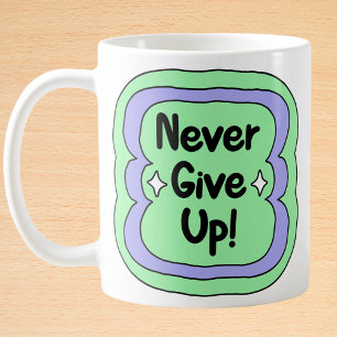 Geef Mint Green Motivatie nooit op Koffiemok