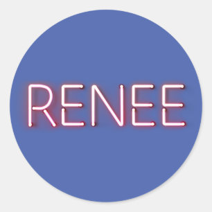 Geef naam in gloeiende neonlichten nieuwheid terug ronde sticker