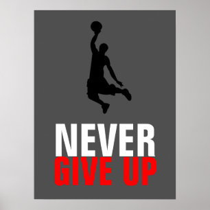 Geef nooit de Inspirerend Basketball-motivatie op Poster