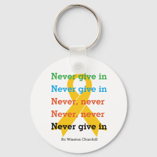 GEEF NOOIT IN Churchill Quote SUICIDE PREVENTIE Sleutelhanger