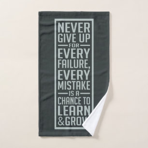 GEEF NOOIT motivatie handdoek OP
