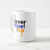 Geef nooit motivatie op koffiemok (Voorkant links)